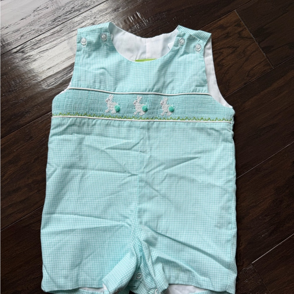 Aqua Gingham Kids Romper